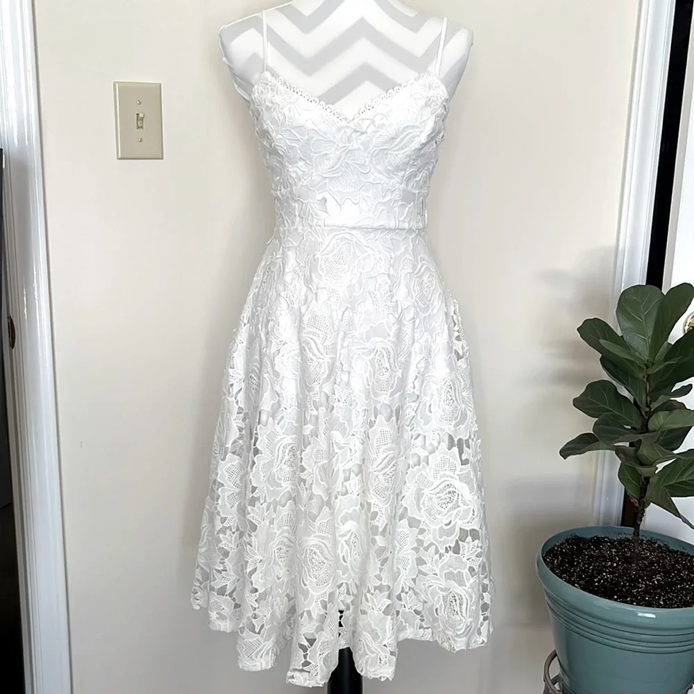 Lulus Nora Lee White Sleeveless Lace Midi Dress With Pockets Size XS - Picture 4 of 11